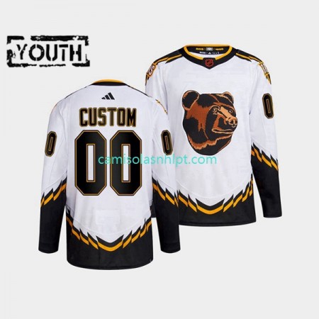 Camiseta Boston Bruins Personalizado Adidas 2022 Reverse Retro Branco Authentic - Criança